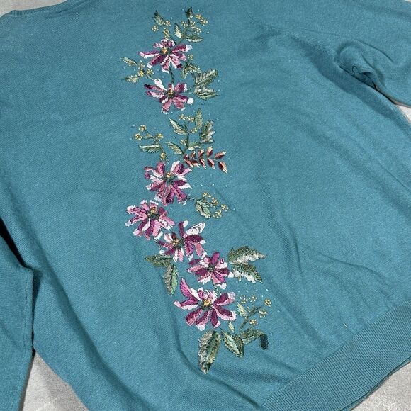 NWT Venezia Multicolor Floral Crew Neck Cardigan Sweater Women Size 14/16 - Picture 12 of 13